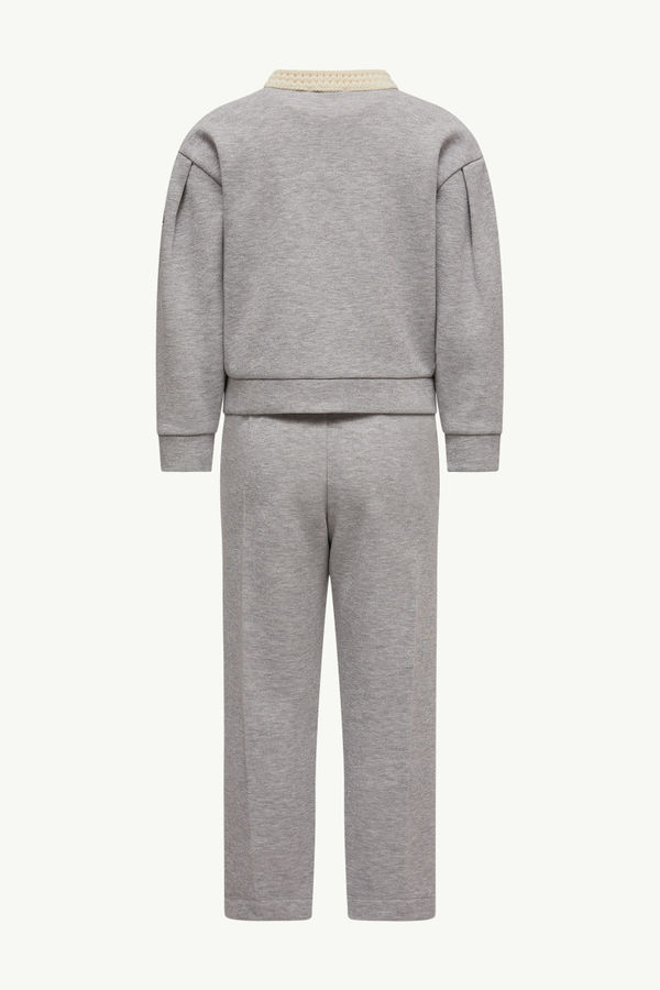 Metallic Cotton Sweatsuit Set Girl Gray Moncler 3
