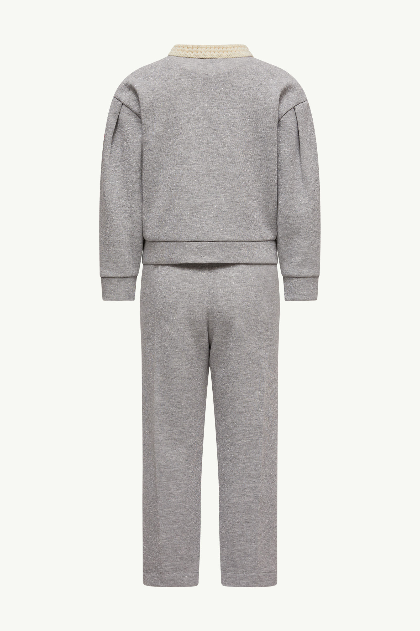 Metallic Cotton Sweatsuit Set Girl Gray Moncler 3