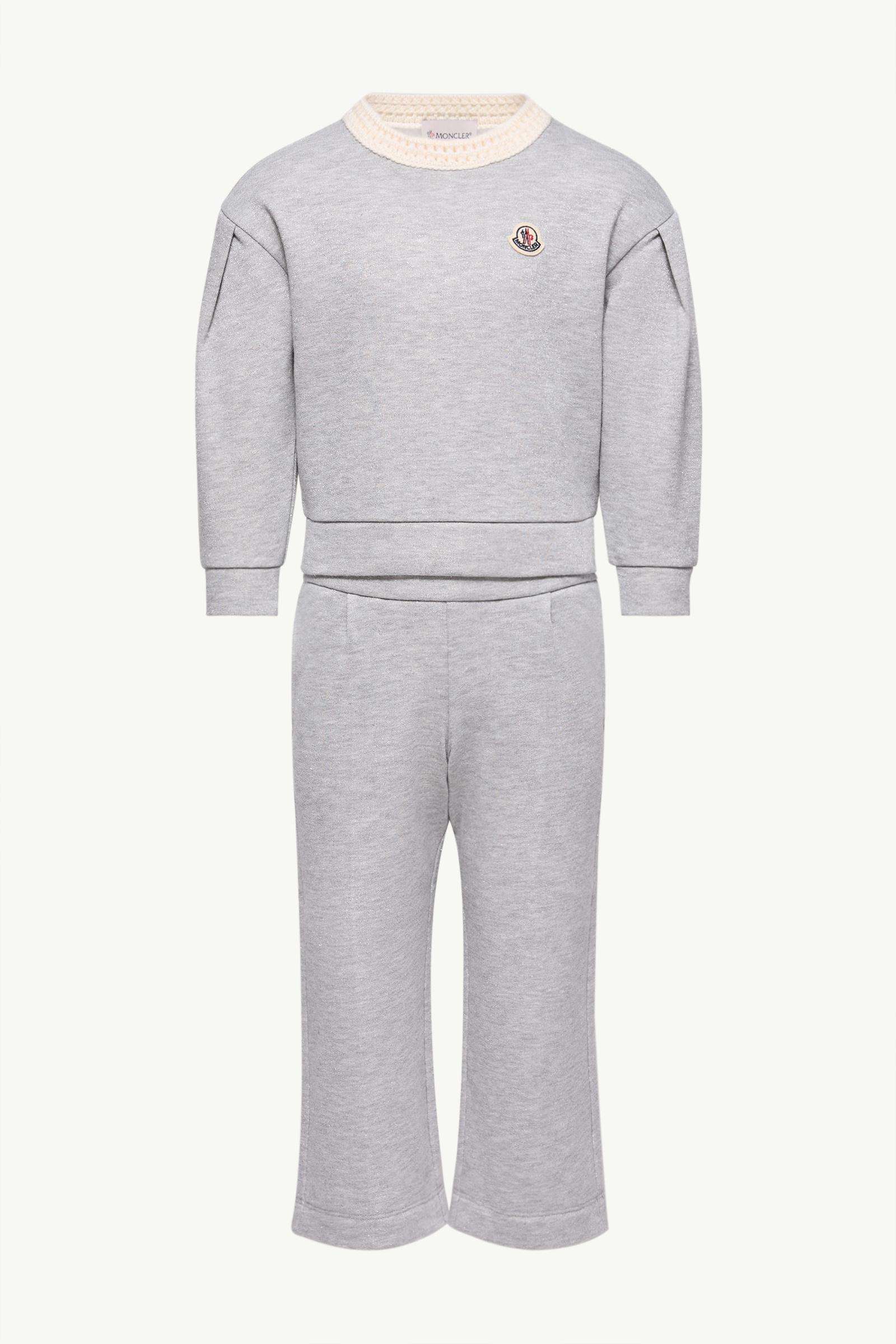 Grey Metallic Cotton Sweatsuit Set - Pants & Tracksuits for