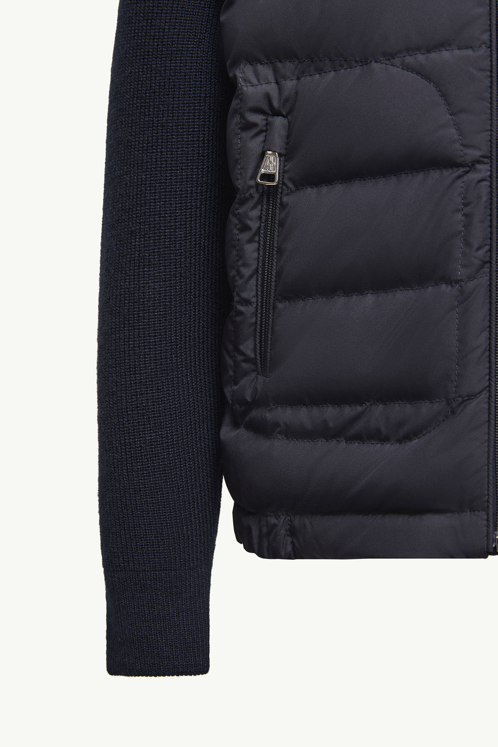 Padded Wool Blend Zip-Up Cardigan Boy Navy Blue Moncler 4