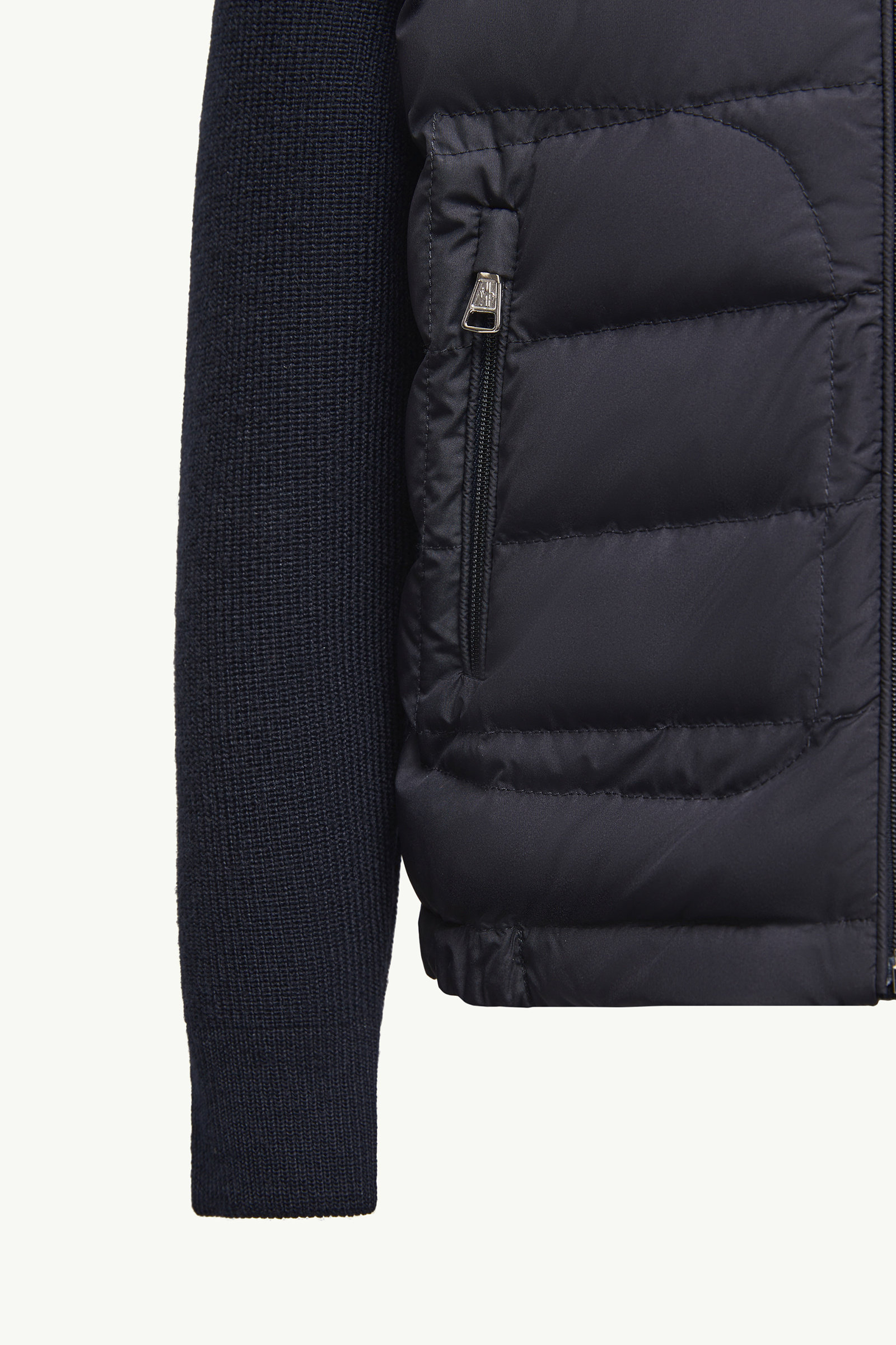 Padded Wool Blend Zip-Up Cardigan Boy Navy Blue Moncler 4