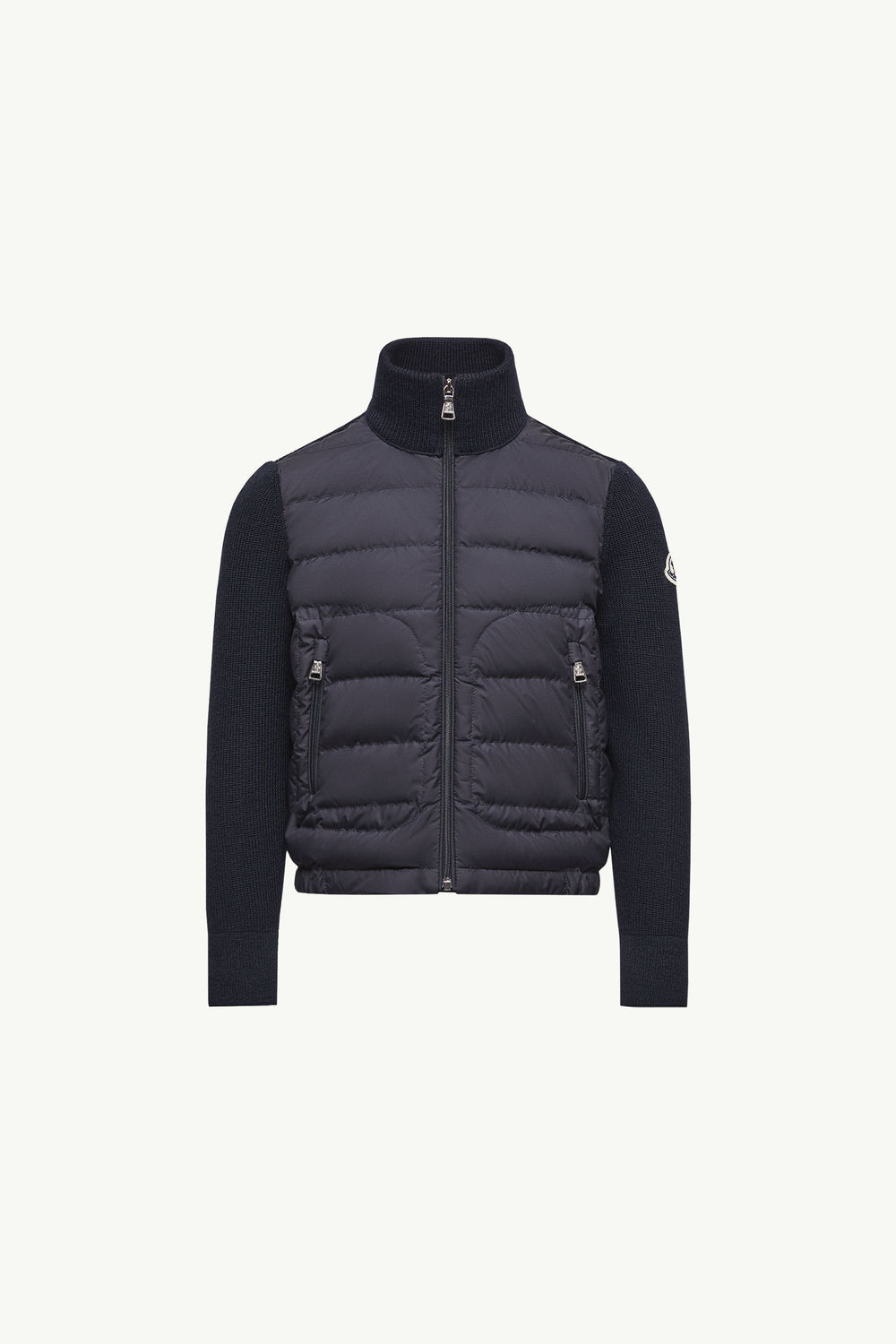 Padded Wool Blend Zip-Up Cardigan Boy Navy Blue Moncler 0