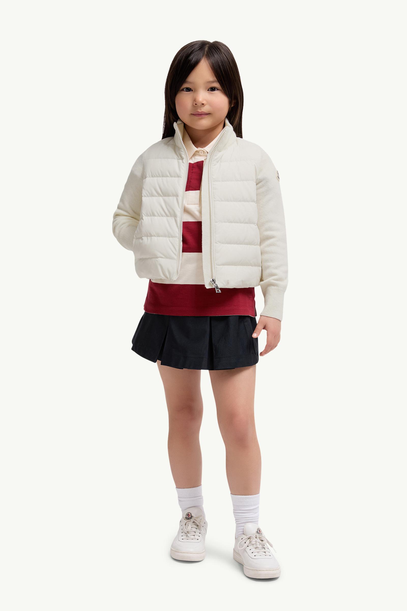 Padded Wool Zip-Up Cardigan Girl White Moncler 1