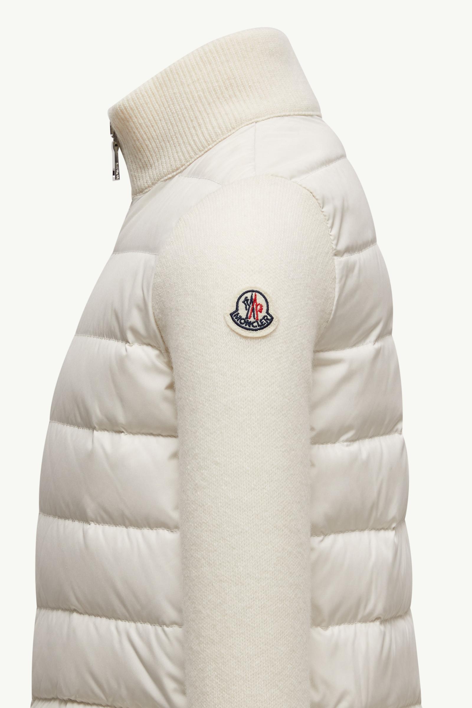 White Padded Wool Zip-Up Cardigan - Sweatshirts & Knitwear