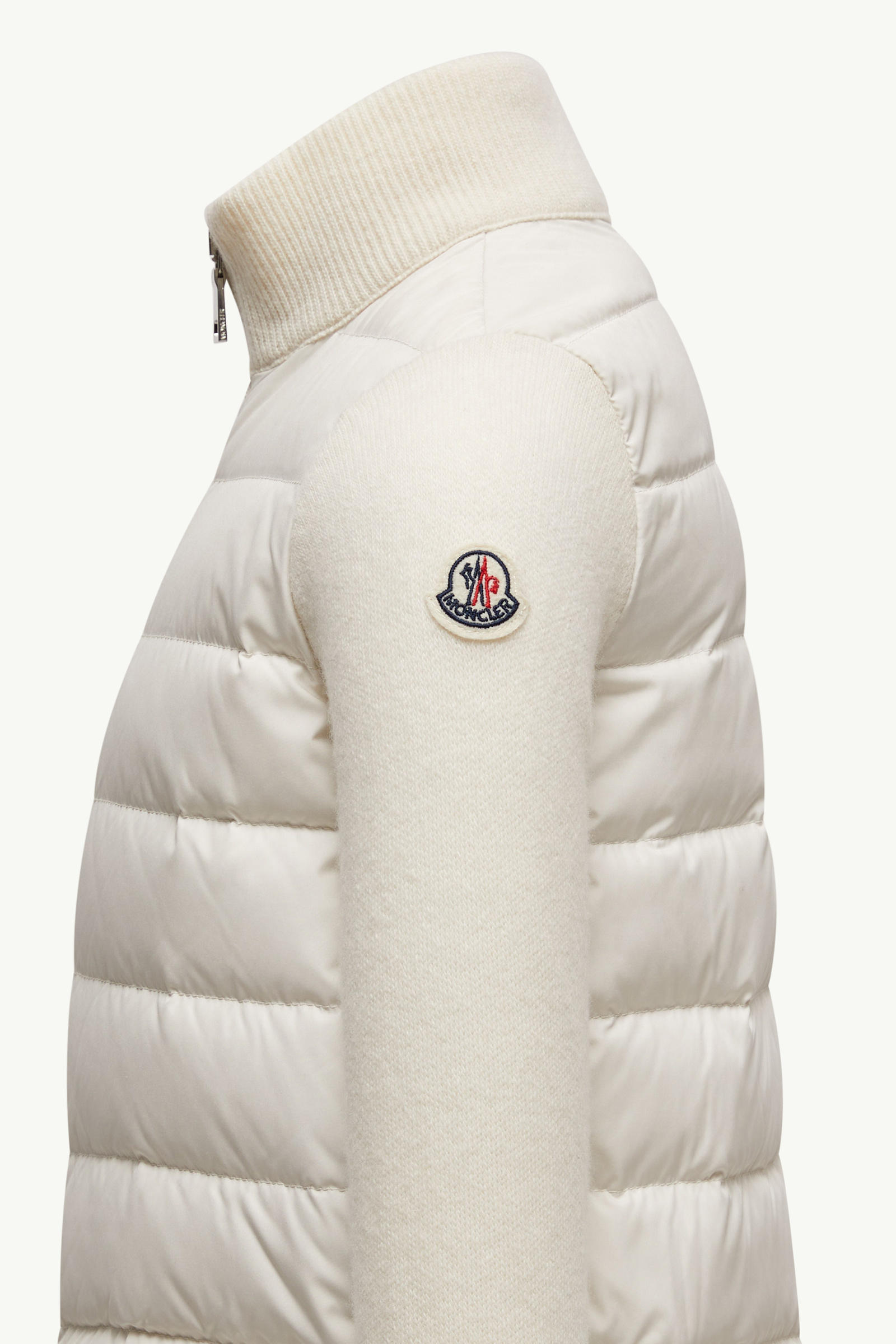 Padded Wool Zip-Up Cardigan Girl White Moncler 2