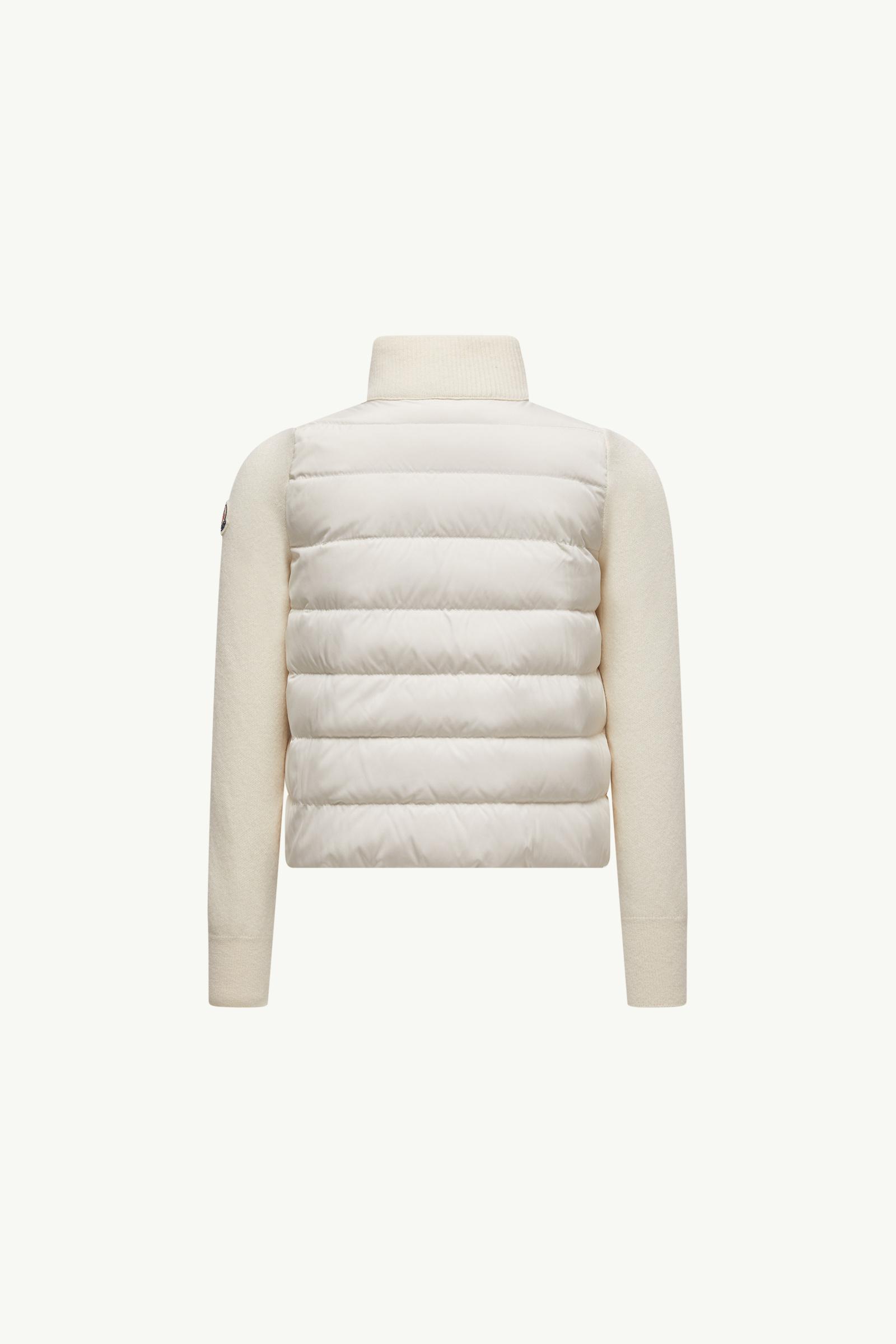 White Padded Wool Zip-Up Cardigan - Sweatshirts & Knitwear for