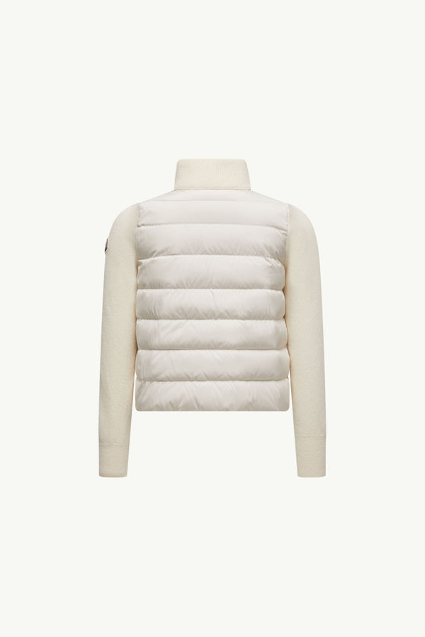 Wattierte Strickjacke aus Wolle mit Reißverschluss Mädchen Weiß Moncler 3