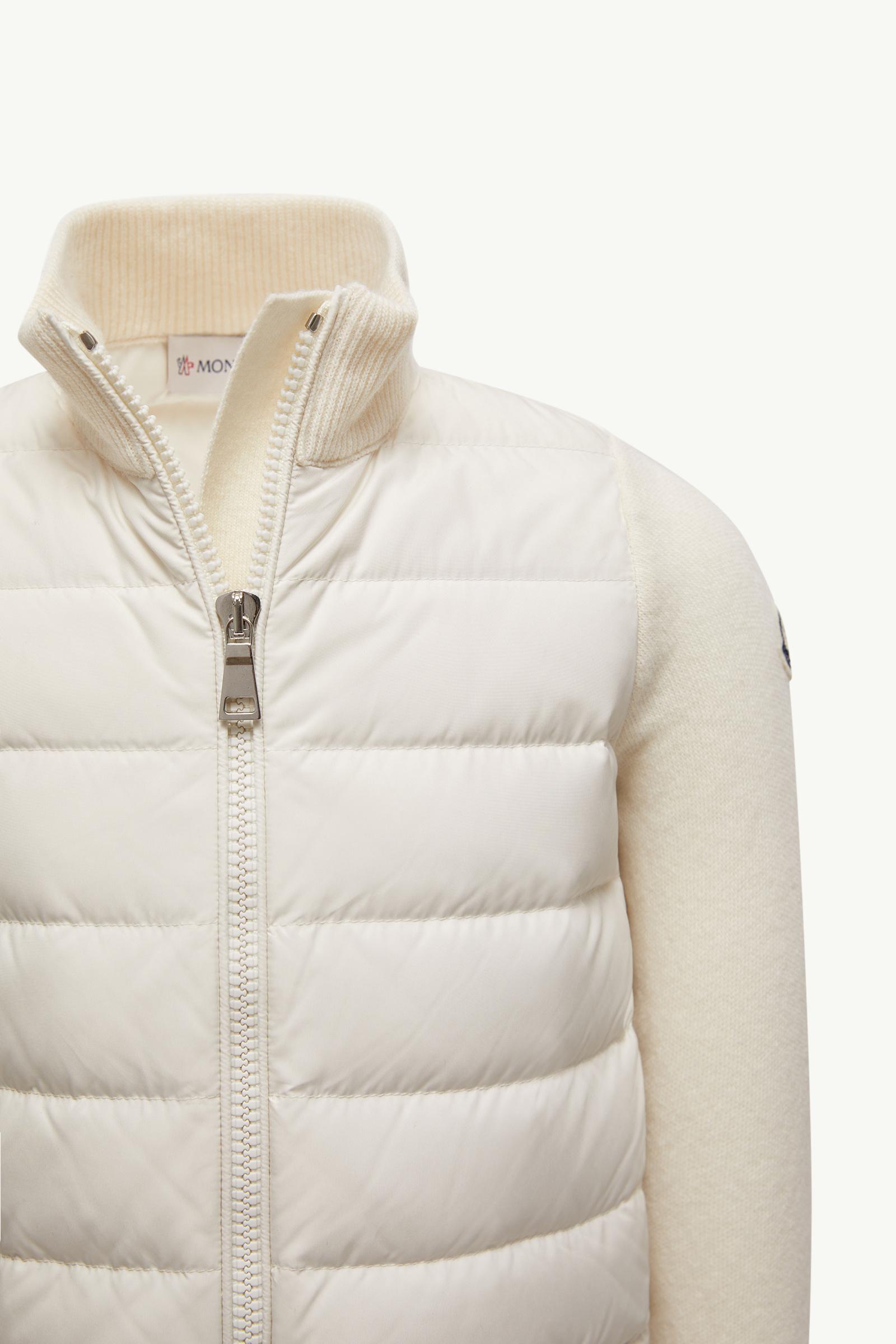 White Padded Wool Zip-Up Cardigan - Sweatshirts & Knitwear for