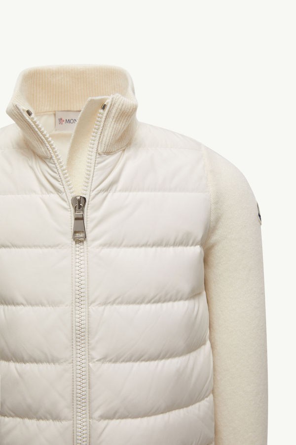 Padded Wool Zip-Up Cardigan Girl White Moncler 4