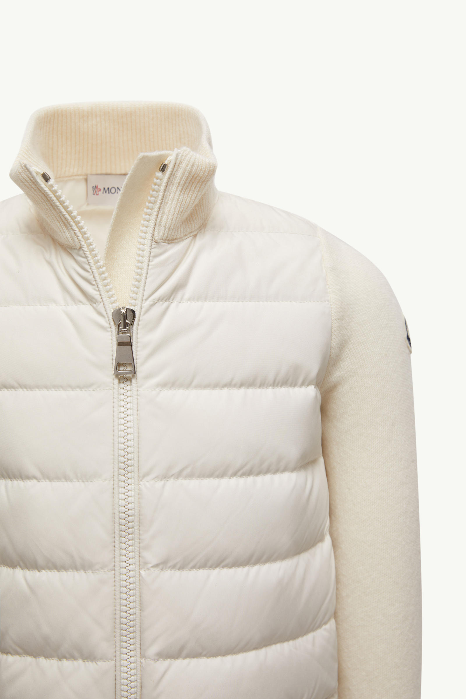 Padded Wool Zip-Up Cardigan Girl White Moncler 4