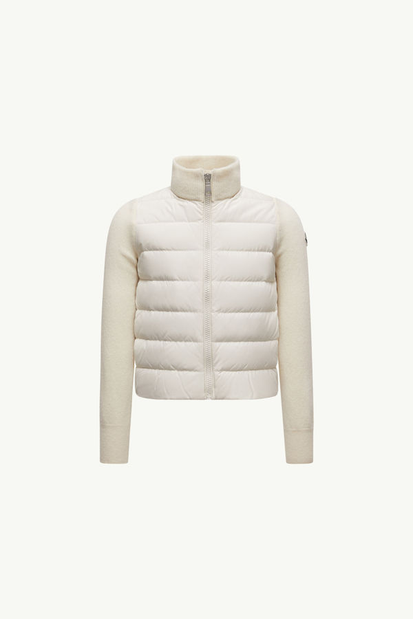 Padded Wool Zip-Up Cardigan Girl White Moncler 0