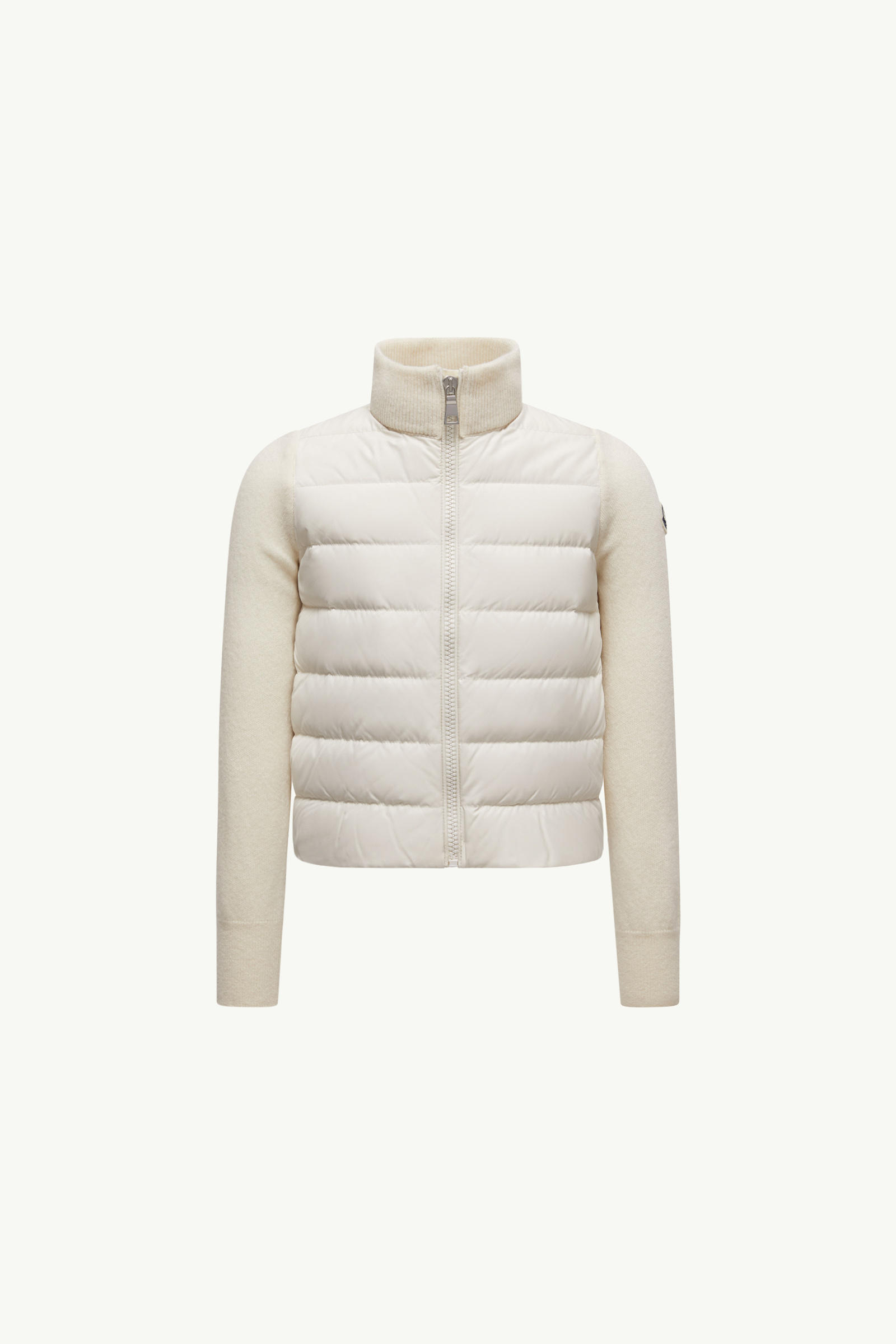 Padded Wool Zip-Up Cardigan Girl White Moncler 0