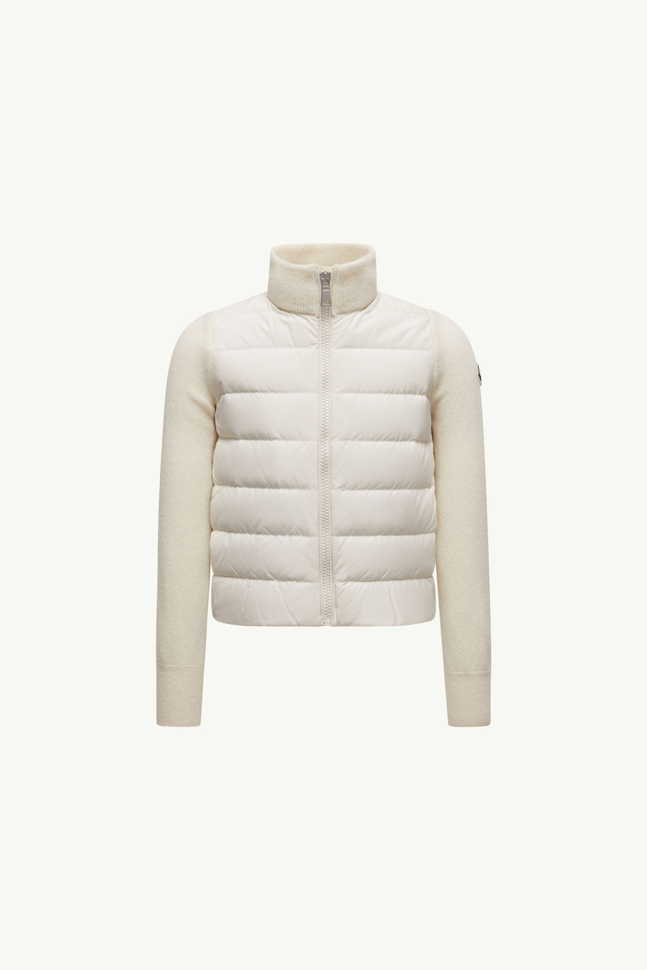 Wattierte Strickjacke aus Wolle mit Reißverschluss Mädchen Weiß Moncler 0