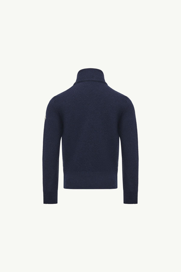 Cardigan zippé matelassé en laine Garçon Bleu foncé Moncler 3