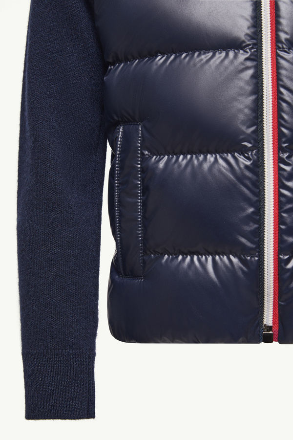Padded Wool Zip-Up Cardigan Boy Dark Blue Moncler 4