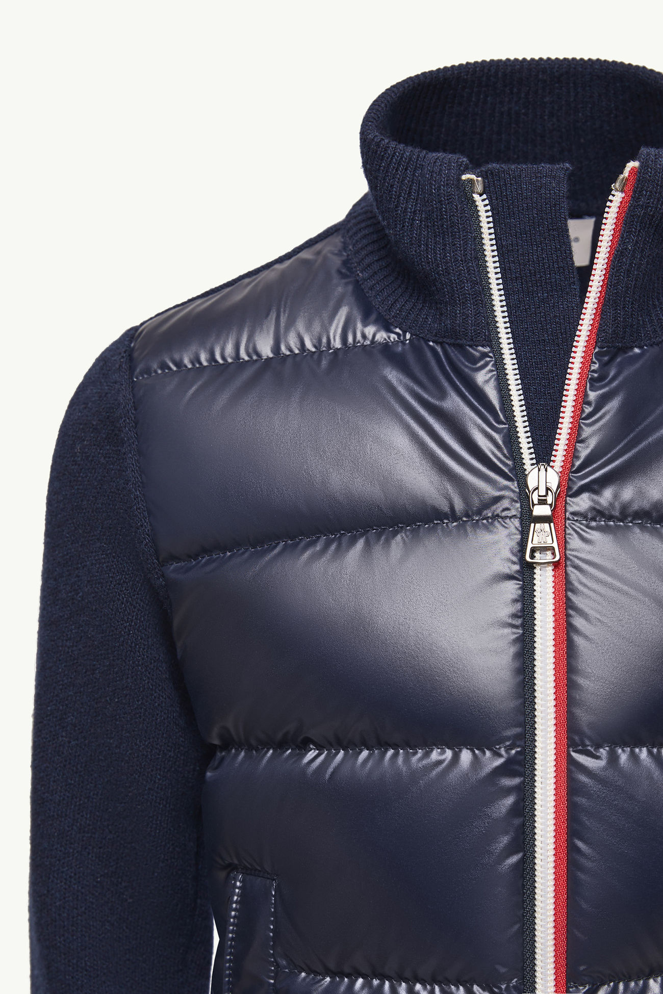 Cardigan zippé matelassé en laine Garçon Bleu foncé Moncler 5