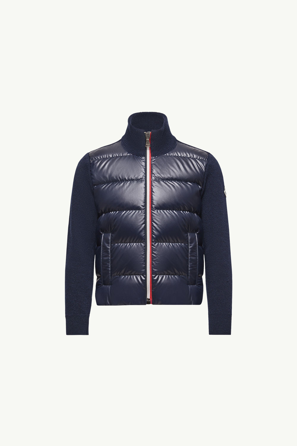Padded Wool Zip-Up Cardigan Boy Dark Blue Moncler 0