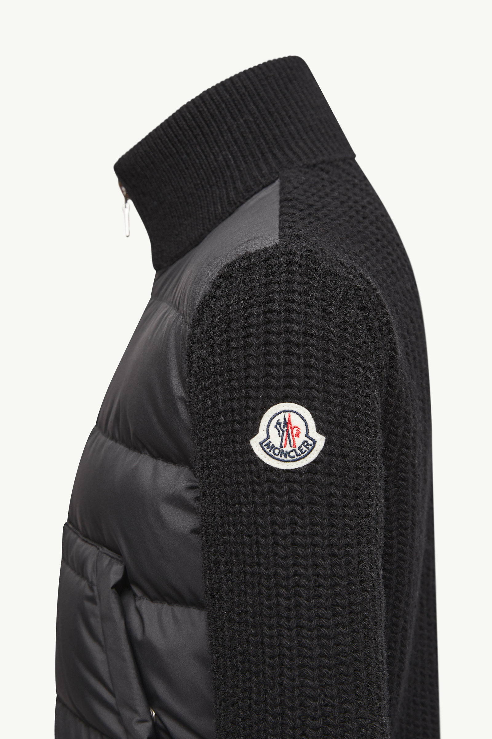 Padded Wool Zip-Up Cardigan Boy Black Moncler 2