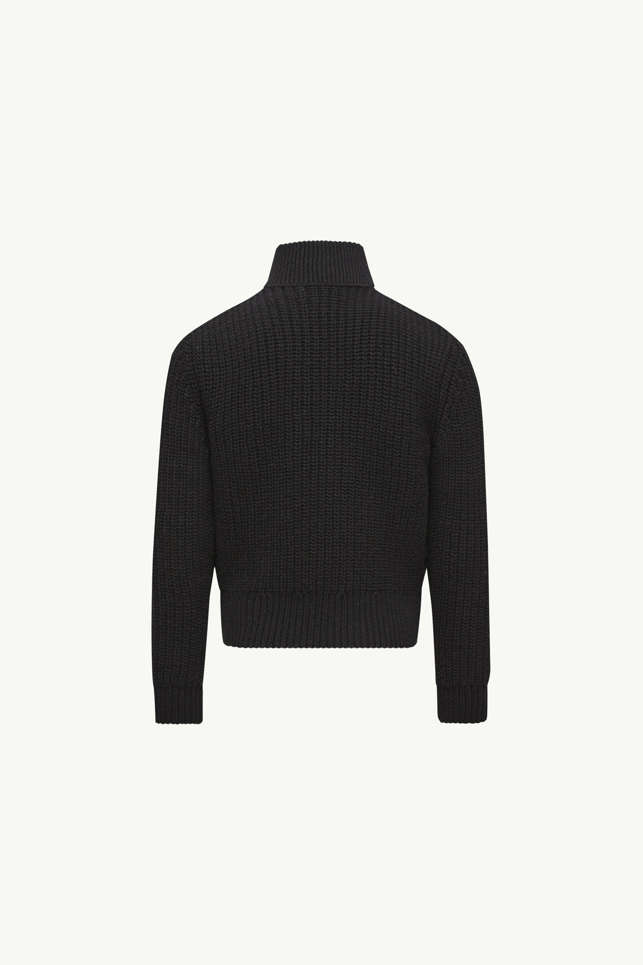 Padded Wool Zip-Up Cardigan Boy Black Moncler 3