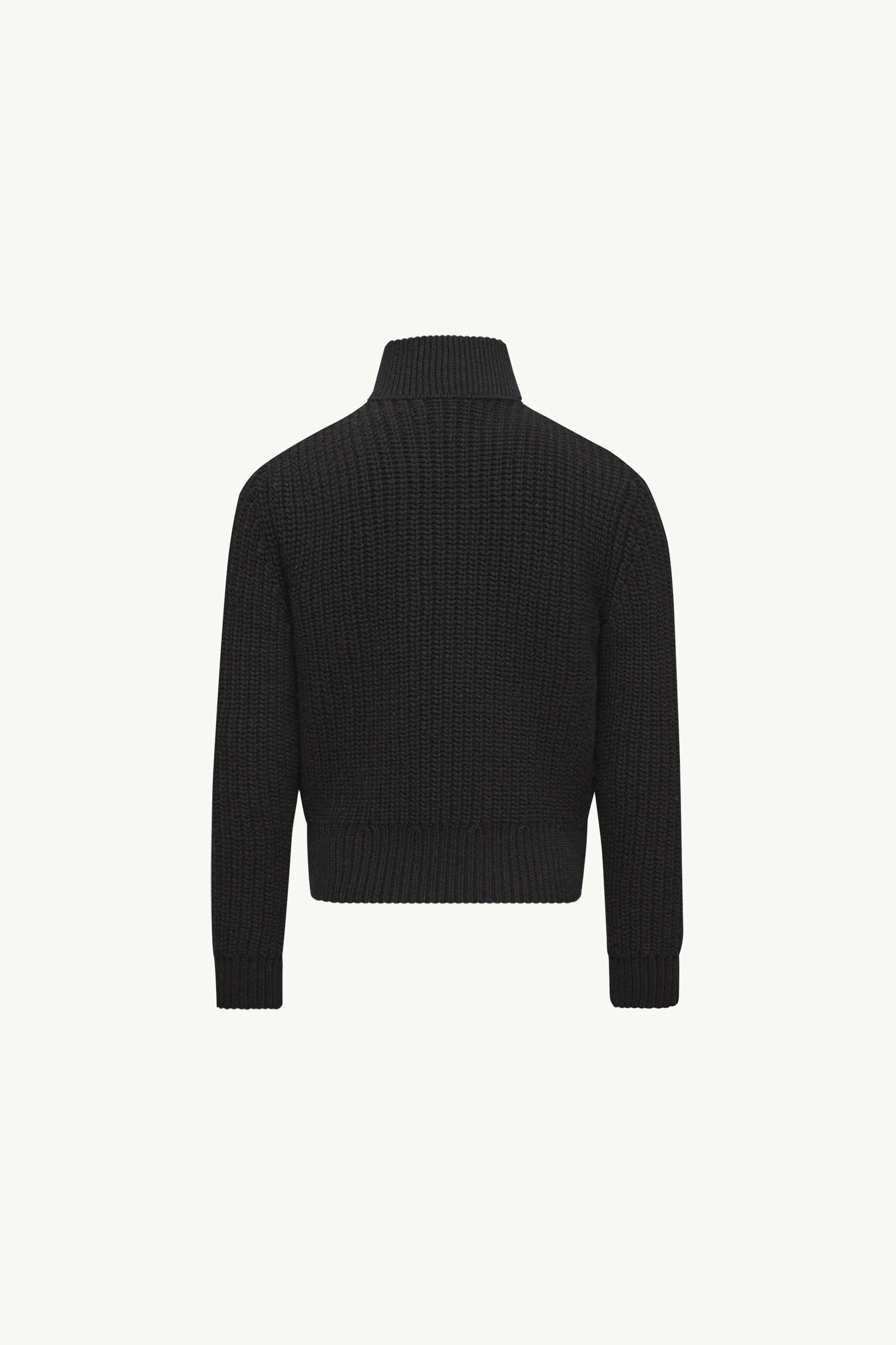 Padded Wool Zip-Up Cardigan Boy Black Moncler 3
