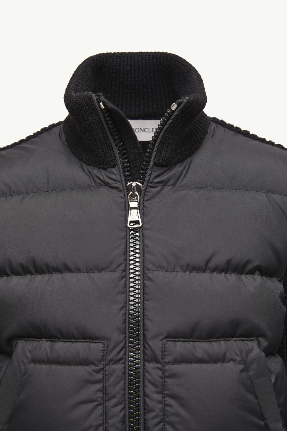 Padded Wool Zip-Up Cardigan Boy Black Moncler 4