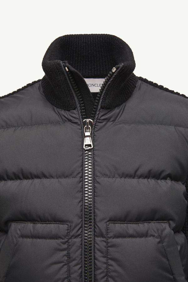 Wattierte Strickjacke aus Wolle mit Reißverschluss Jungen Schwarz Moncler 4