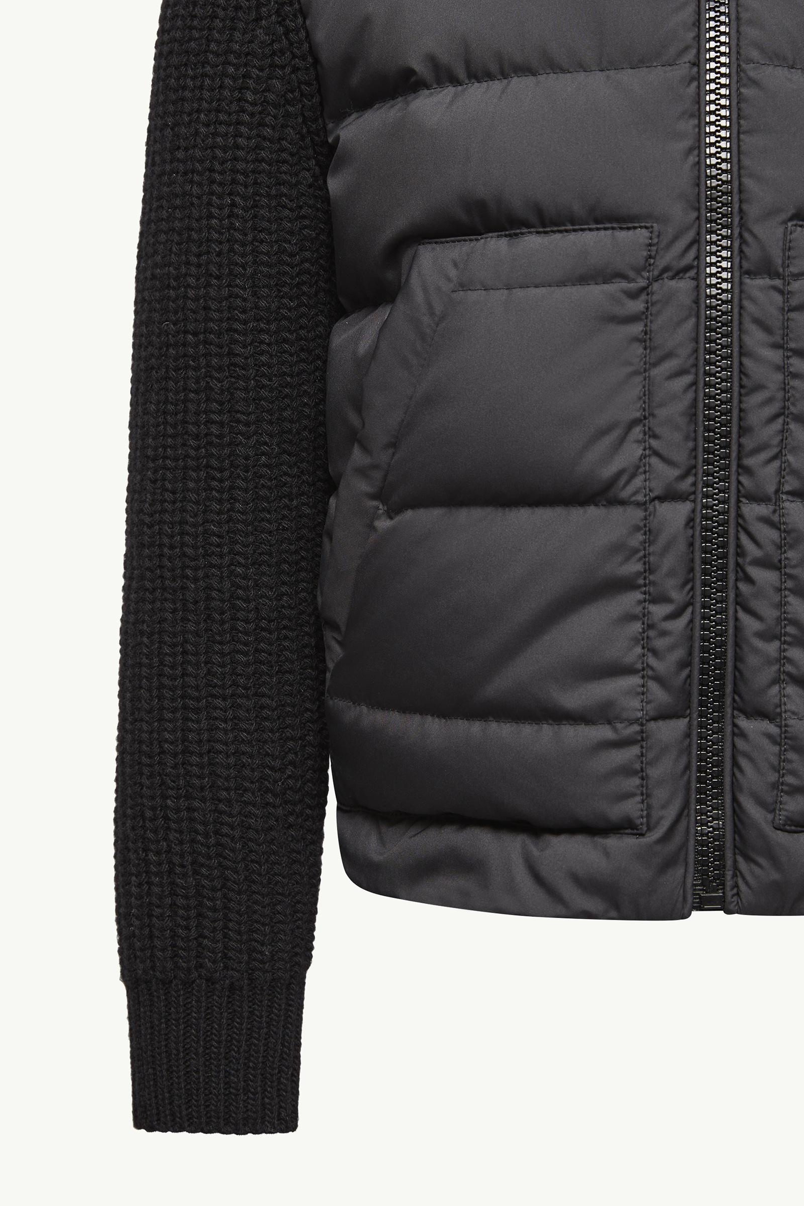 Black Padded Wool Zip-Up Cardigan - Sweatshirts & Knitwear for