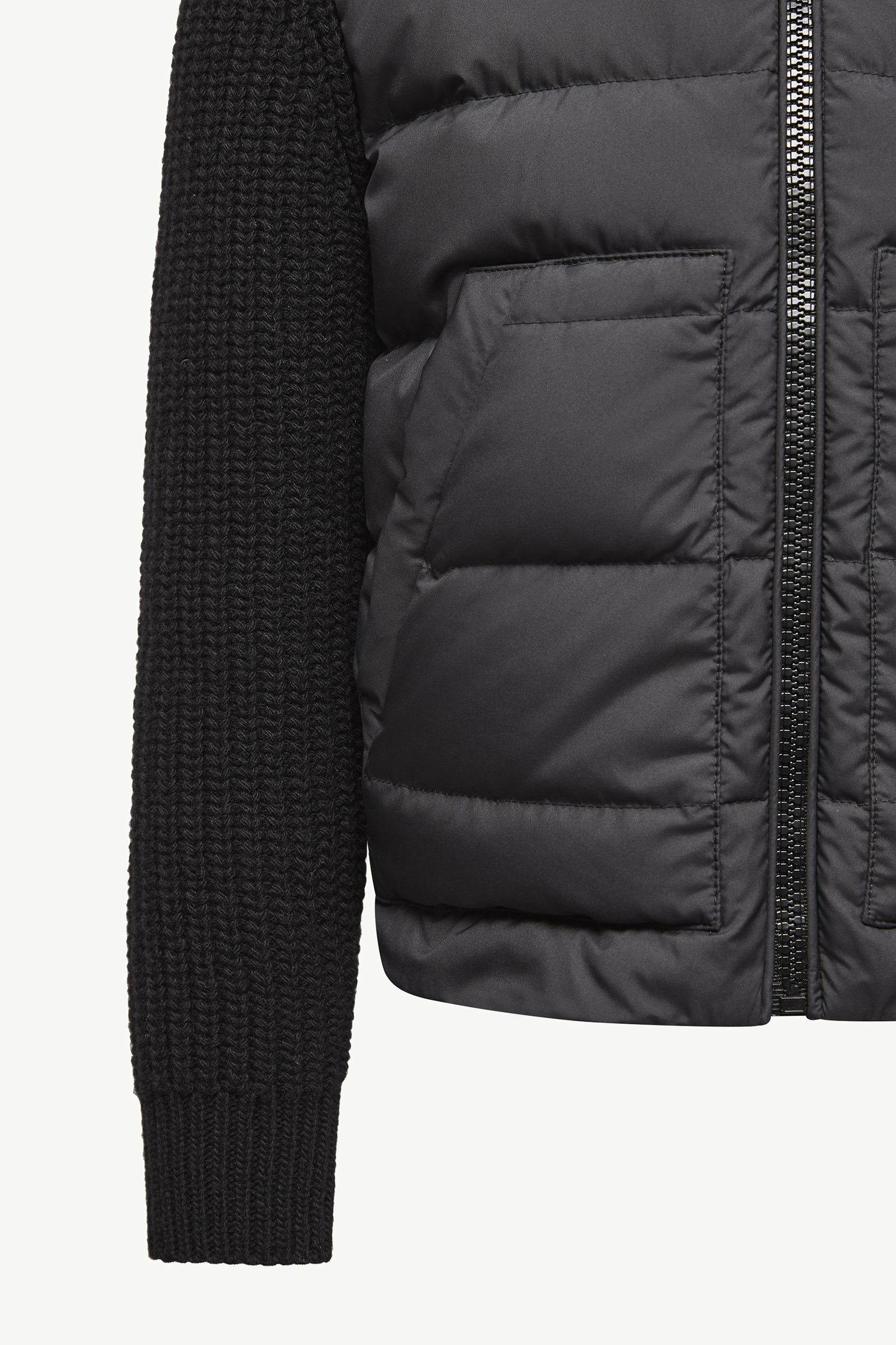 Padded Wool Zip-Up Cardigan Boy Black Moncler 5