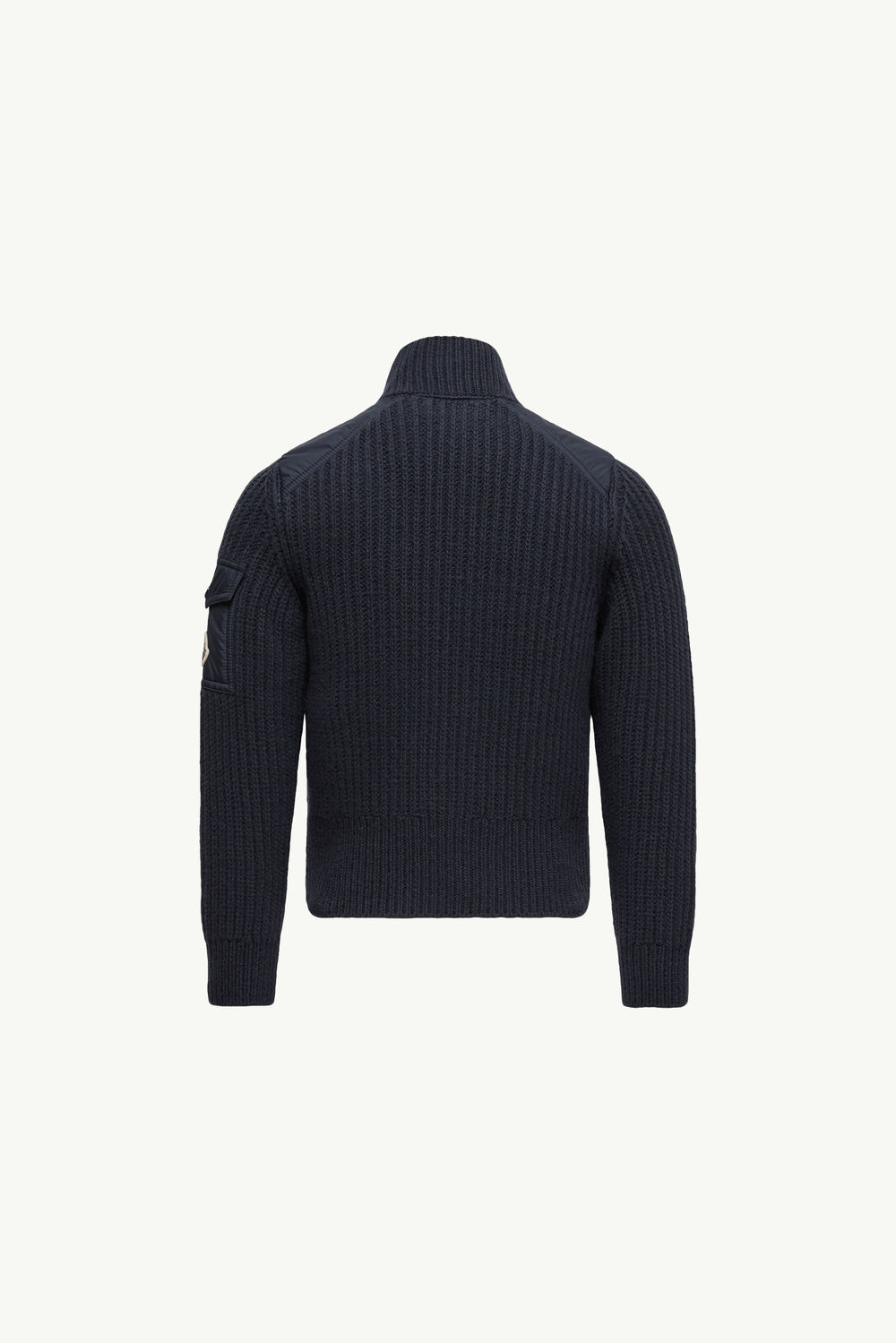 Padded Wool Zip-Up Cardigan Boy Navy Blue Moncler 2