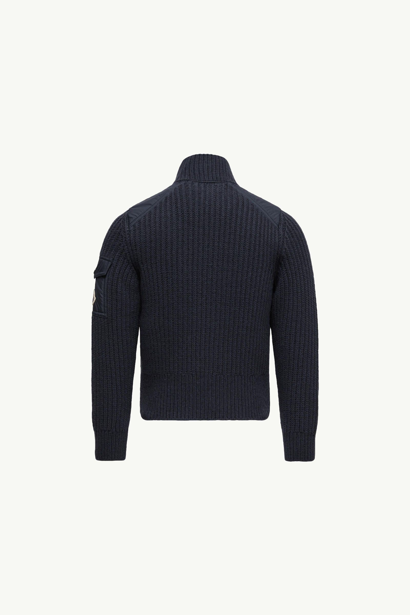 Padded Wool Zip-Up Cardigan Boy Navy Blue Moncler 2