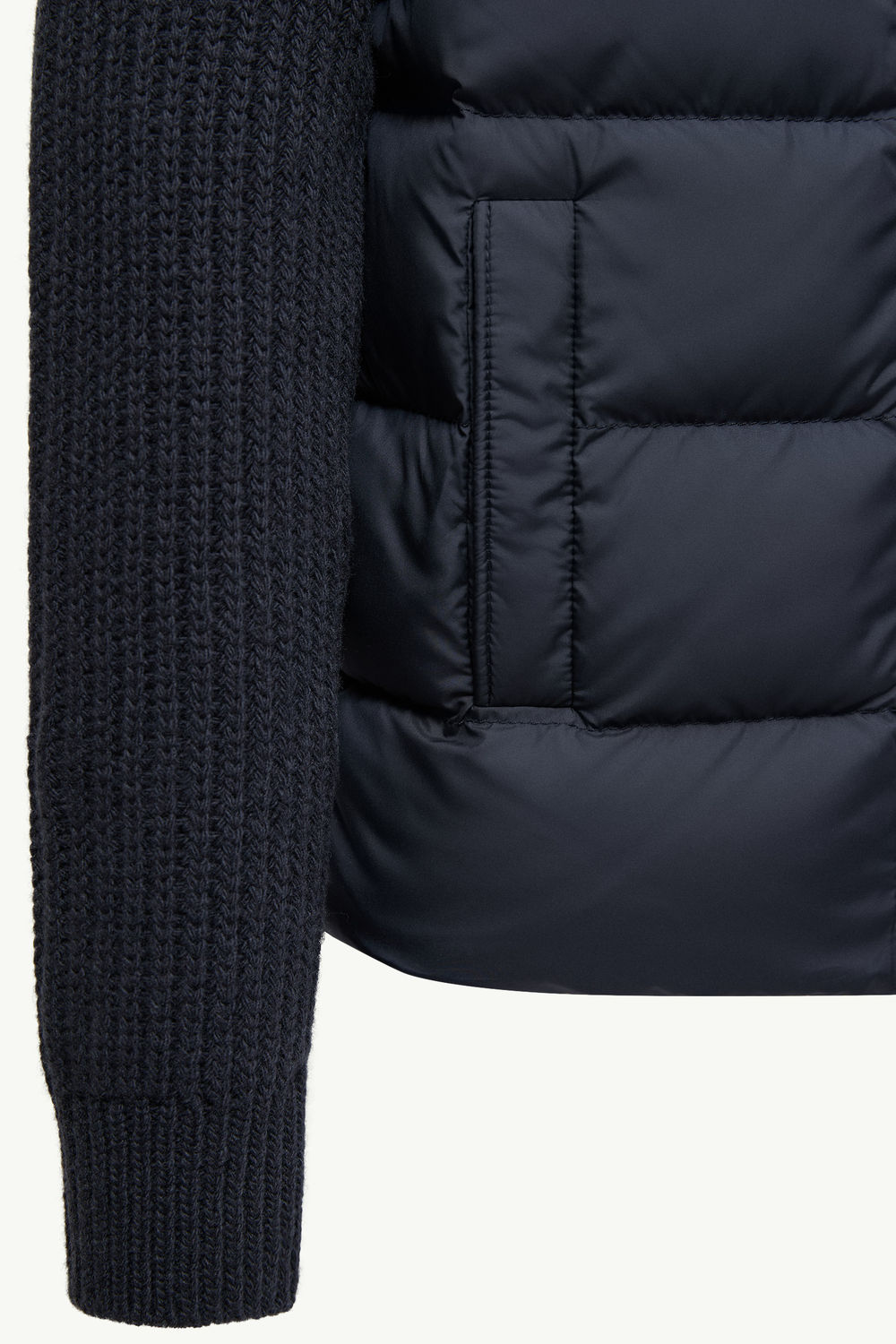 Padded Wool Zip-Up Cardigan Boy Navy Blue Moncler 3