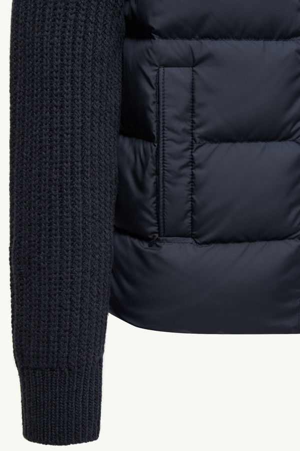 Padded Wool Zip-Up Cardigan Boy Navy Blue Moncler 3