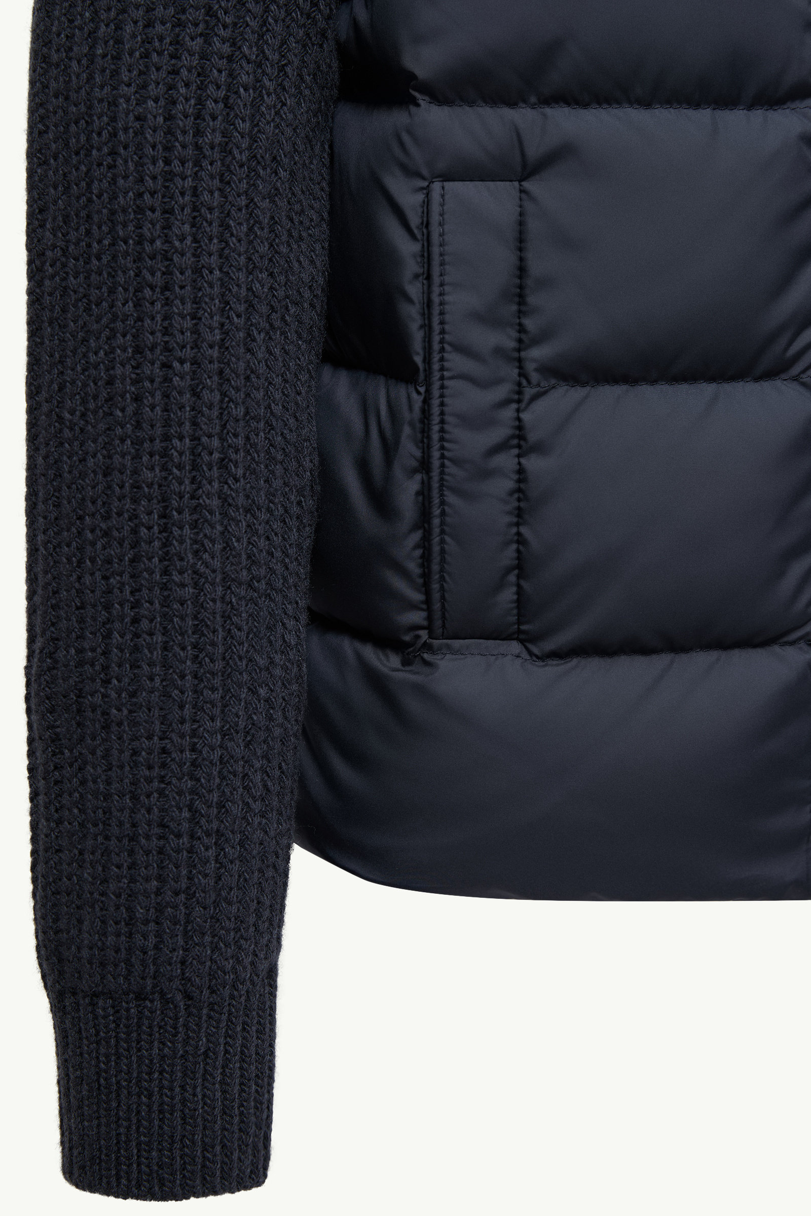 Padded Wool Zip-Up Cardigan Boy Navy Blue Moncler 3