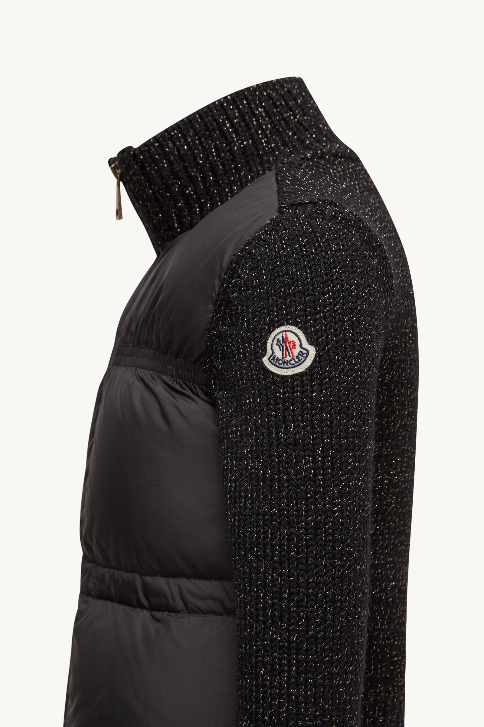 美品★ モンクレール　ダウン　カーディガン　黒　ペプラム MONCLER（モンクレール） ダウン切り替え ジップアップ カーディガン