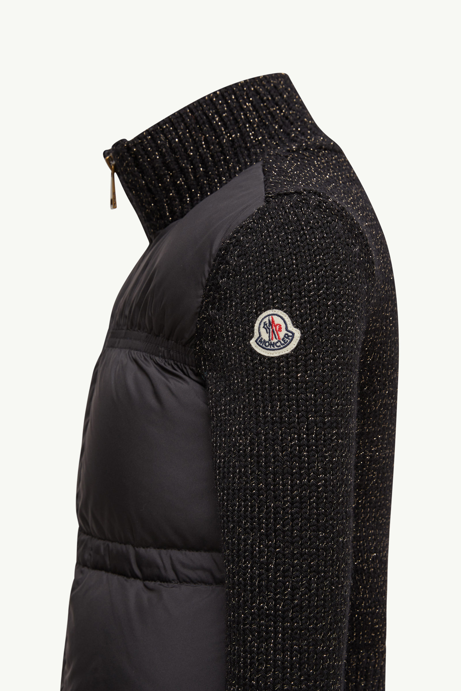 Cardigan zippé matelassé en laine métallisée Fille Noir Moncler 2