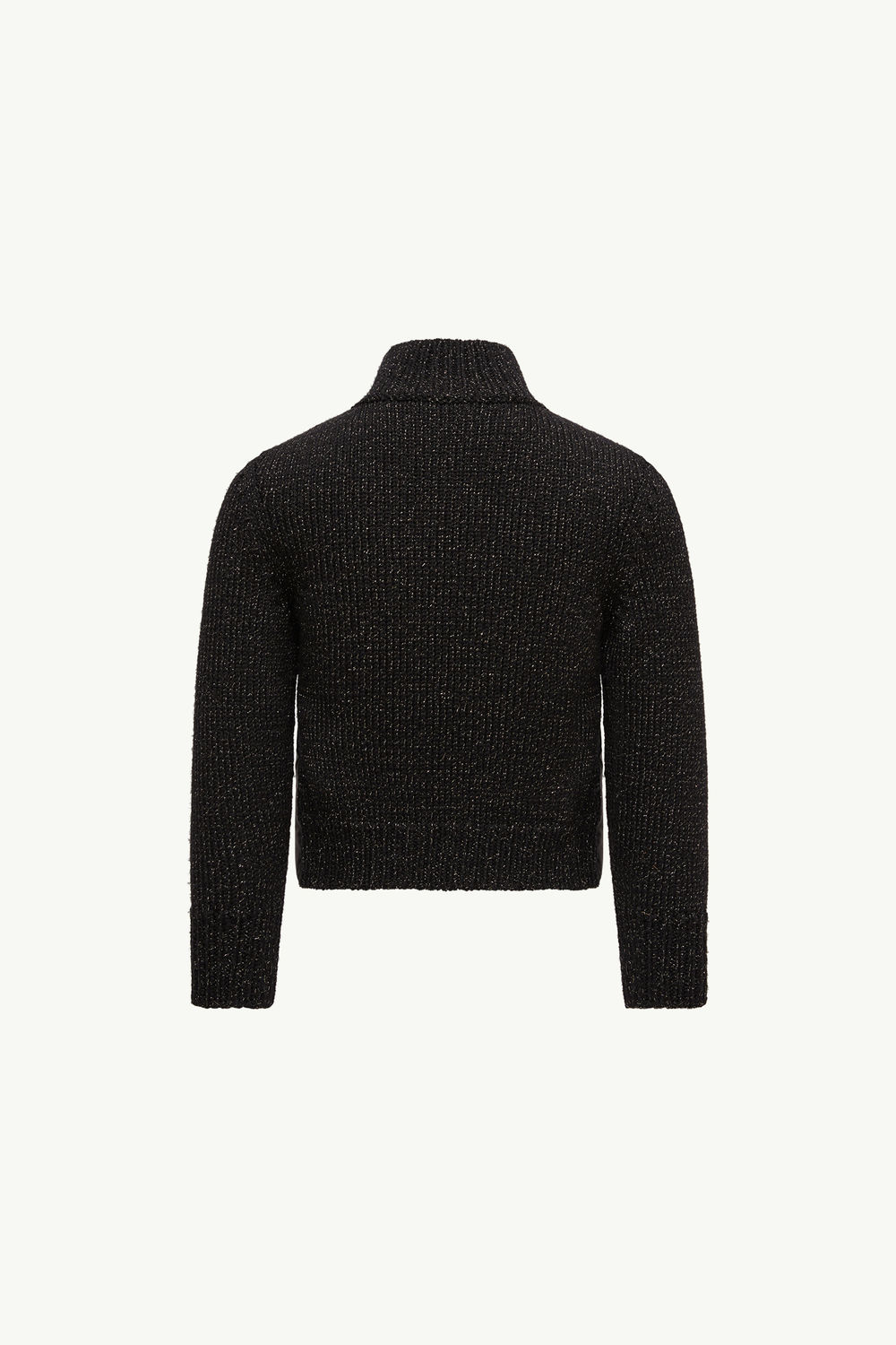 Padded Metallic Wool Zip-Up Cardigan Girl Black Moncler 3