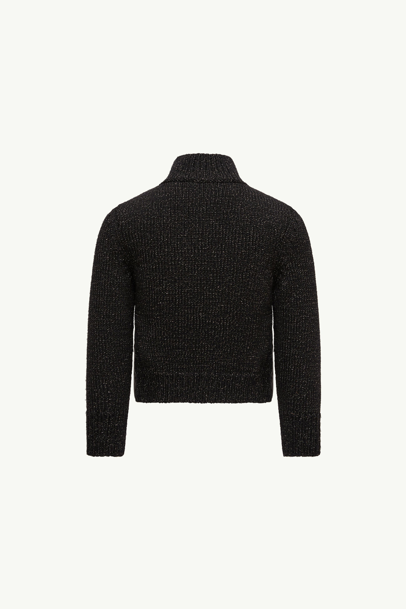 Padded Metallic Wool Zip-Up Cardigan Girl Black Moncler 3