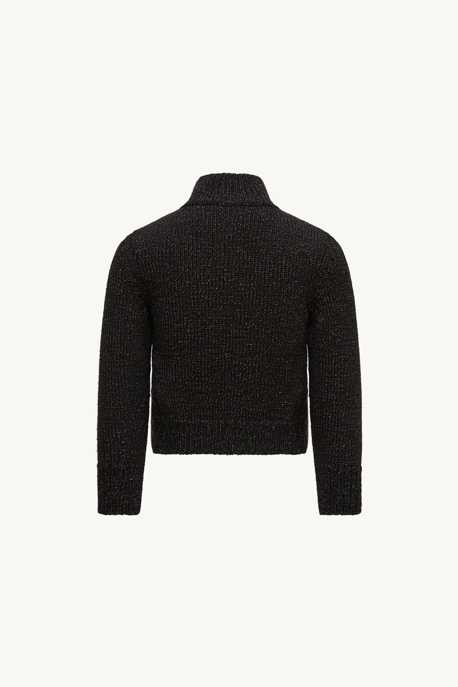 Padded Metallic Wool Zip-Up Cardigan Girl Black Moncler 3