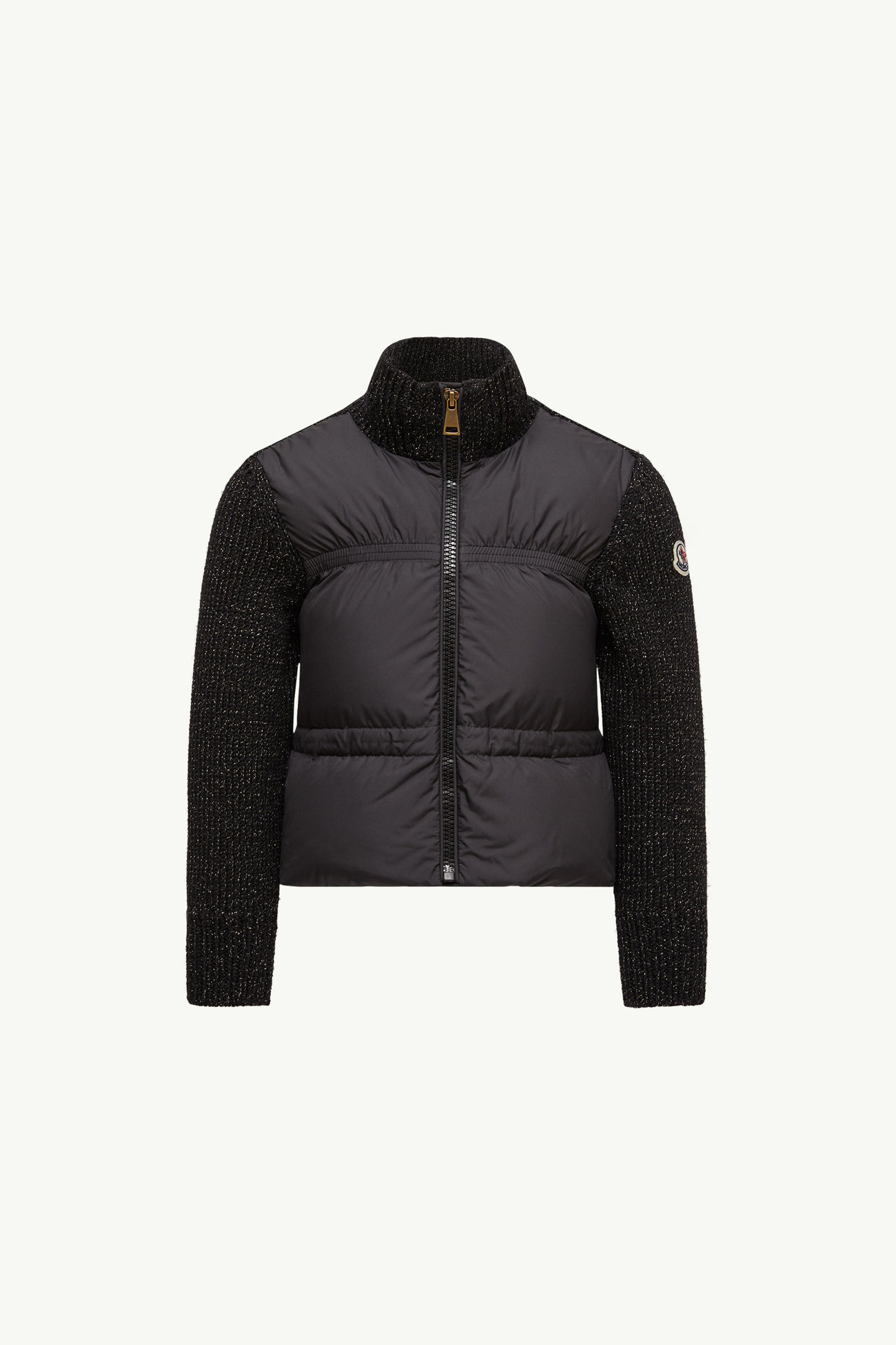 Padded Metallic Wool Zip-Up Cardigan Girl Black Moncler 0