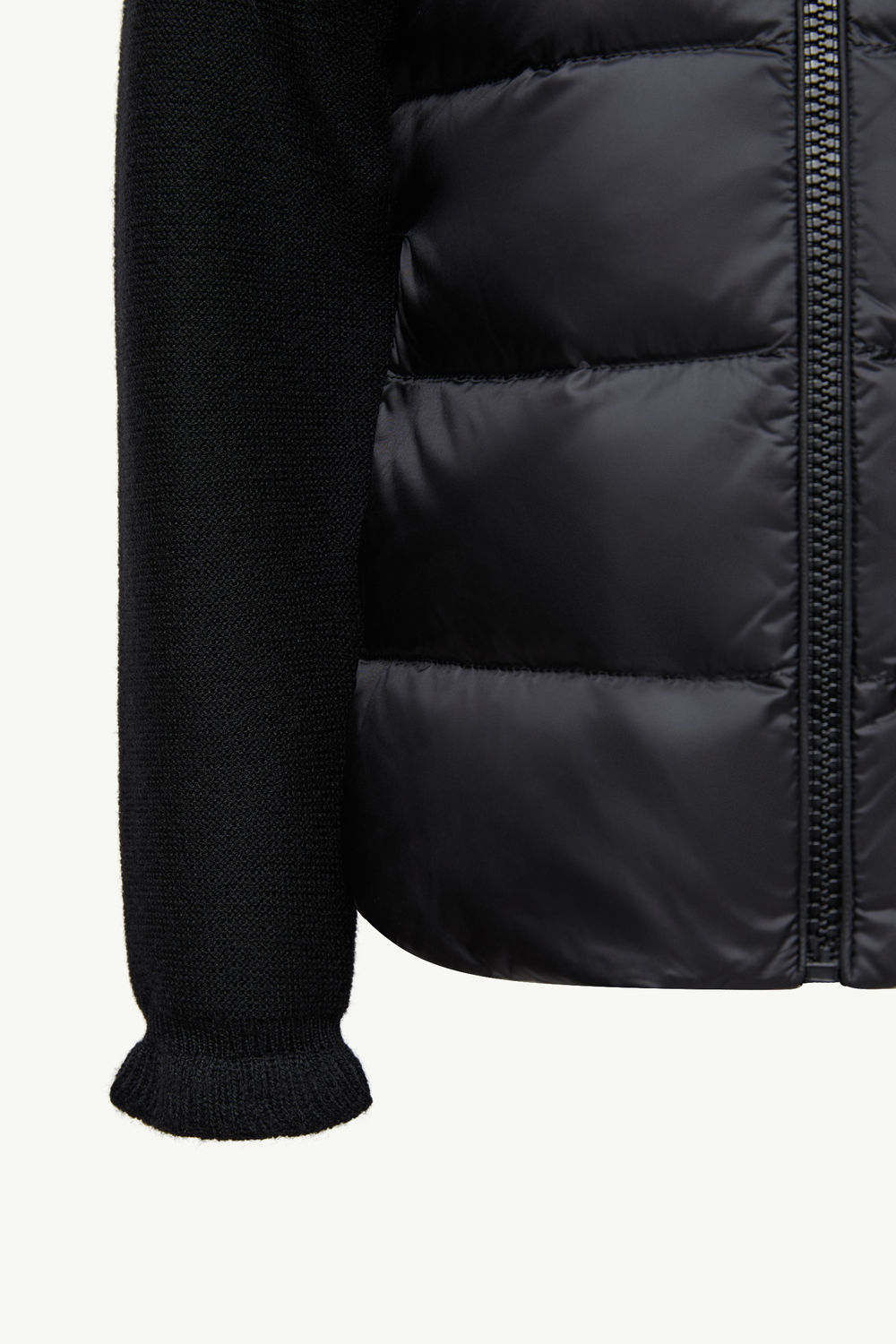 Cardigan zippé matelassé en laine Fille Noir Moncler 3