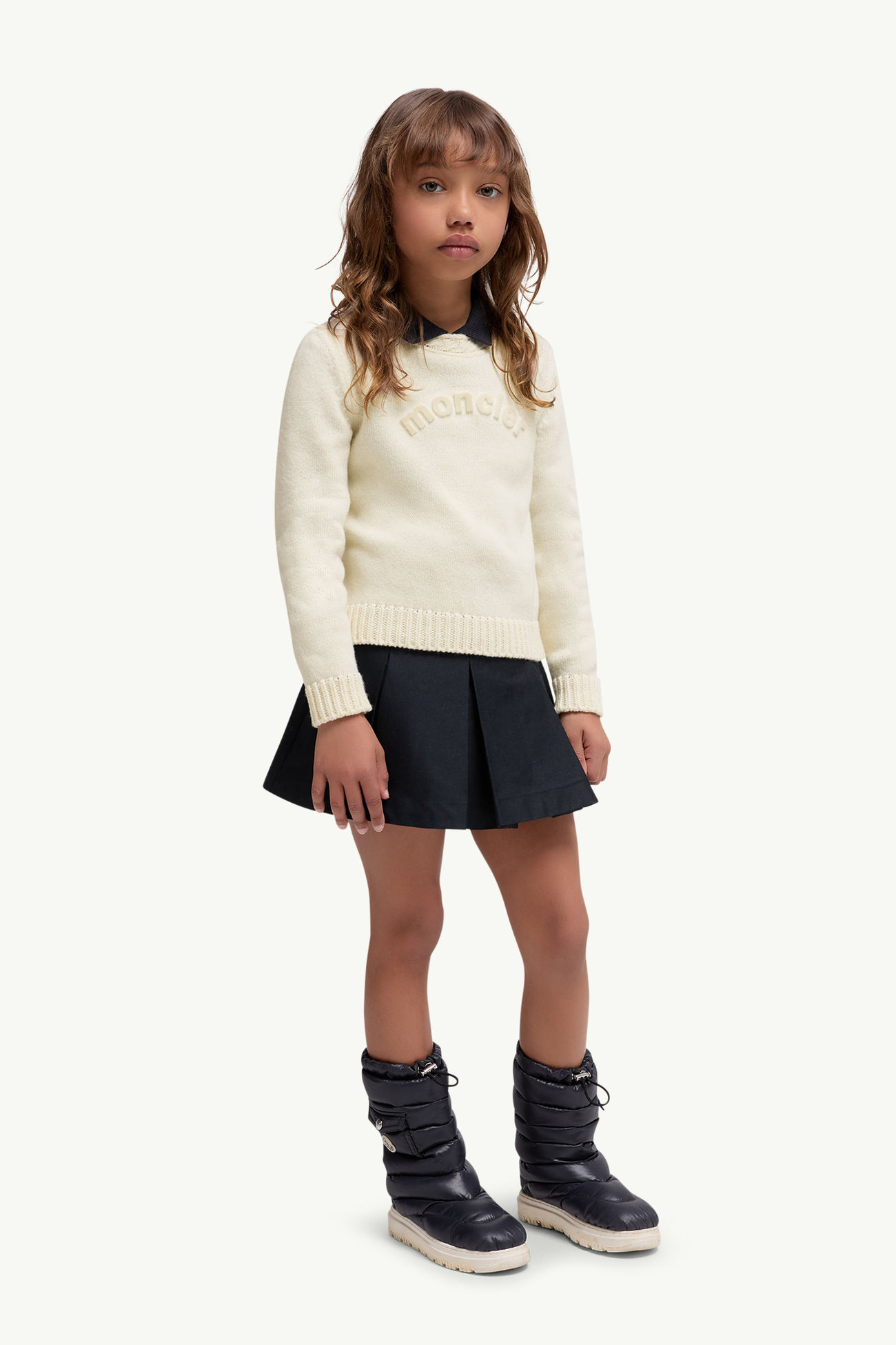 紋理標誌羊毛毛衣 女童 白色 Moncler 1