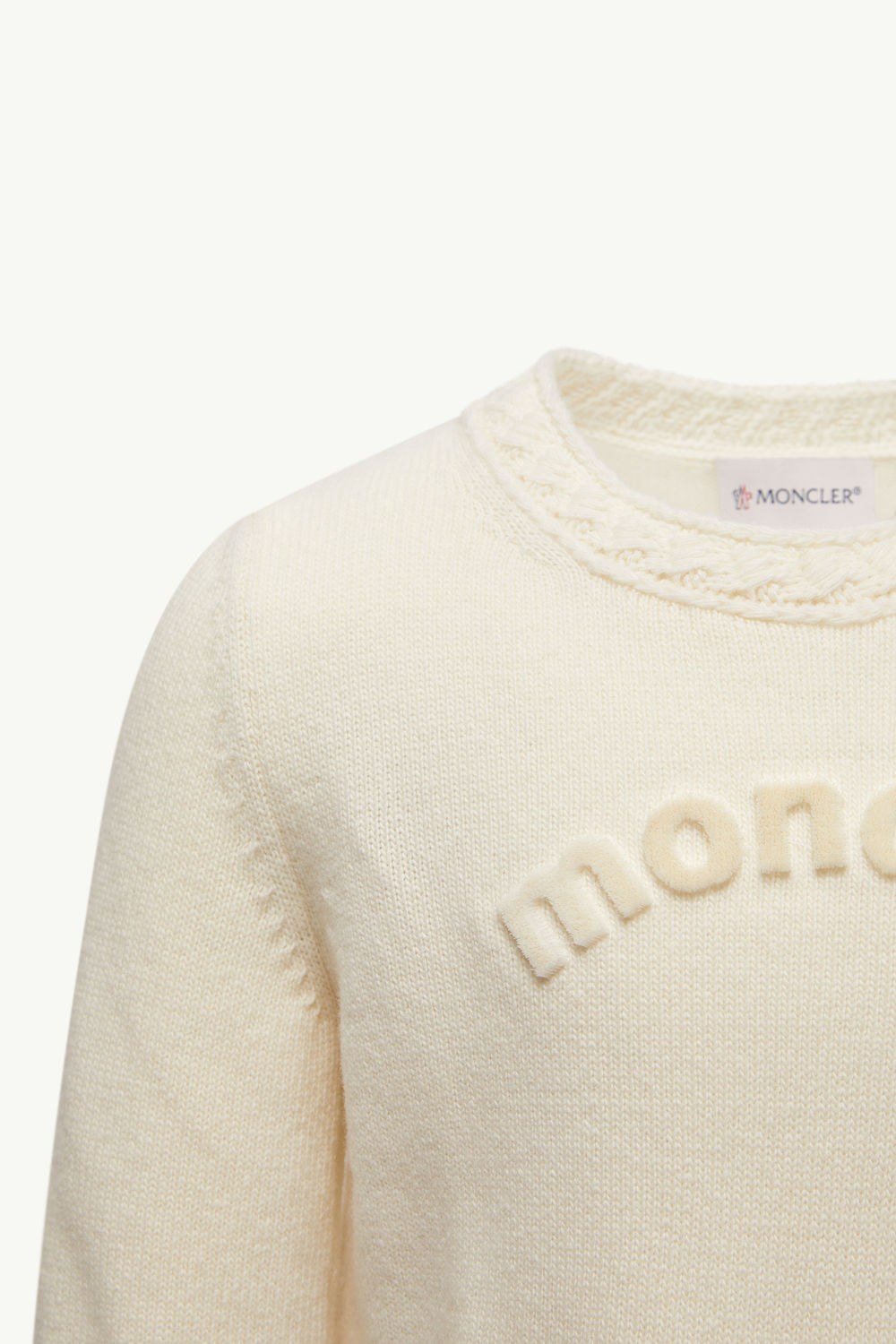 Textured Logo Wool Jumper Girl White Moncler 2