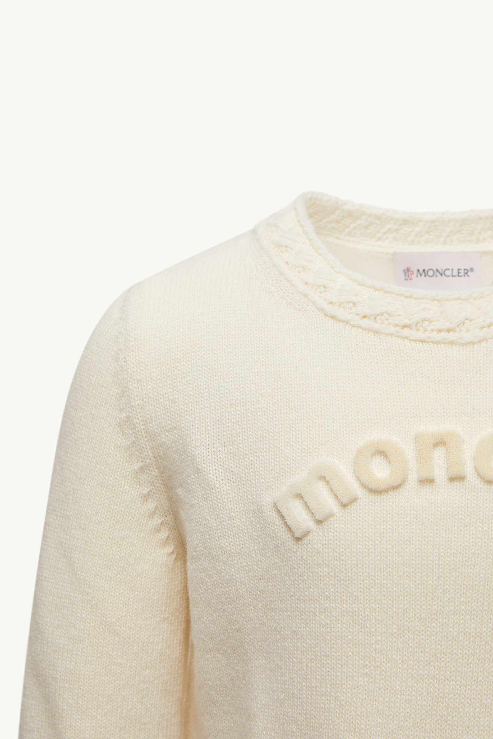Textured Logo Wool Jumper Girl White Moncler 2