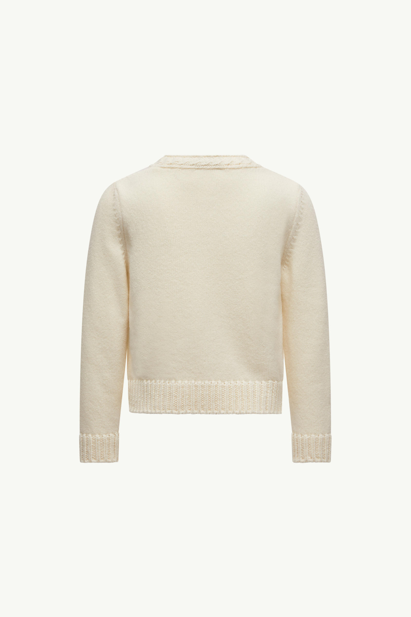 Textured Logo Wool Jumper Girl White Moncler 3