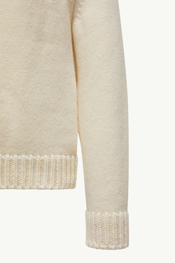 Textured Logo Wool Jumper Girl White Moncler 4