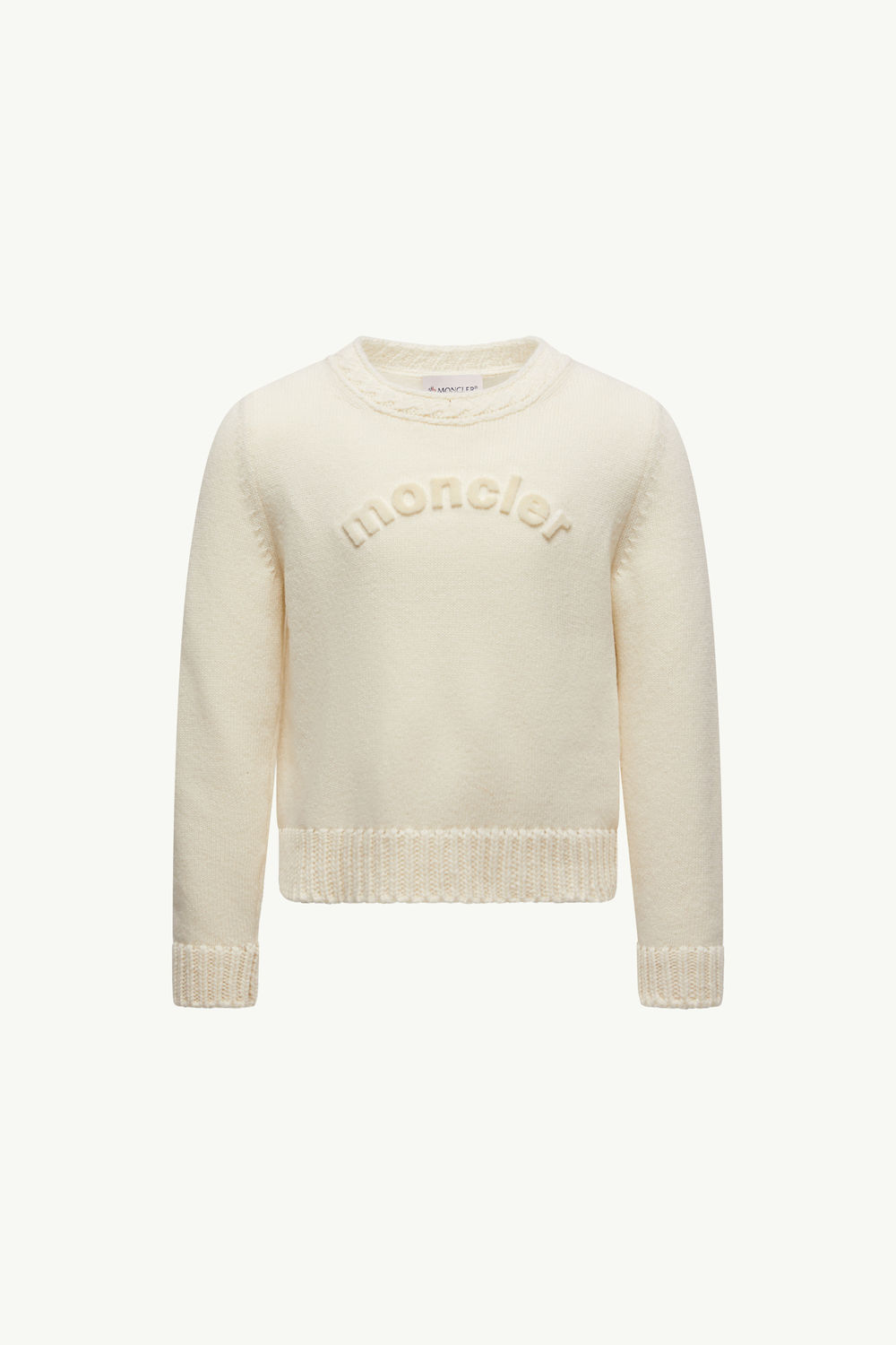 Textured Logo Wool Jumper Girl White Moncler 0