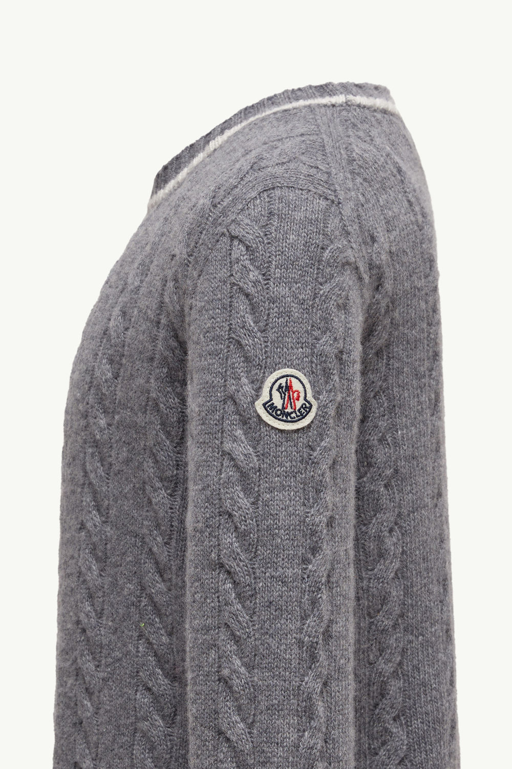 Stripe-Trimmed Wool Jumper Boy Gray Moncler 2