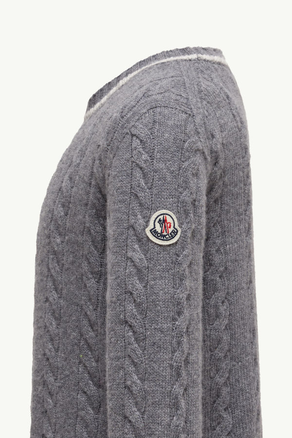 Stripe-Trimmed Wool Jumper Boy Gray Moncler 2
