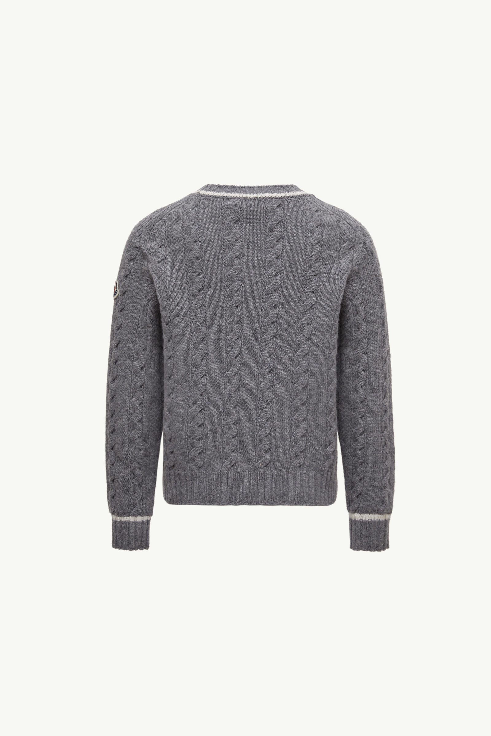 Stripe-Trimmed Wool Jumper Boy Gray Moncler 3