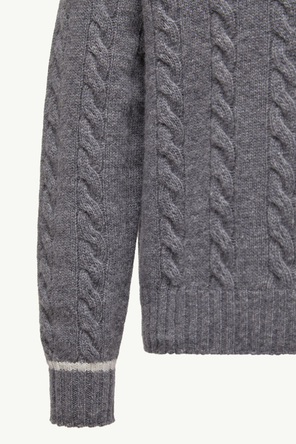 Stripe-Trimmed Wool Jumper Boy Gray Moncler 4